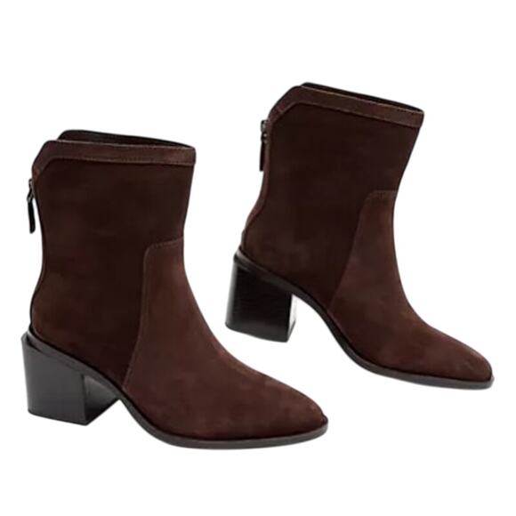 Vince Camuto Womens Kortimy Heeled Ankle Boot US 8 Wide EU 39 Brown Suede NIB - Picture 1 of 12